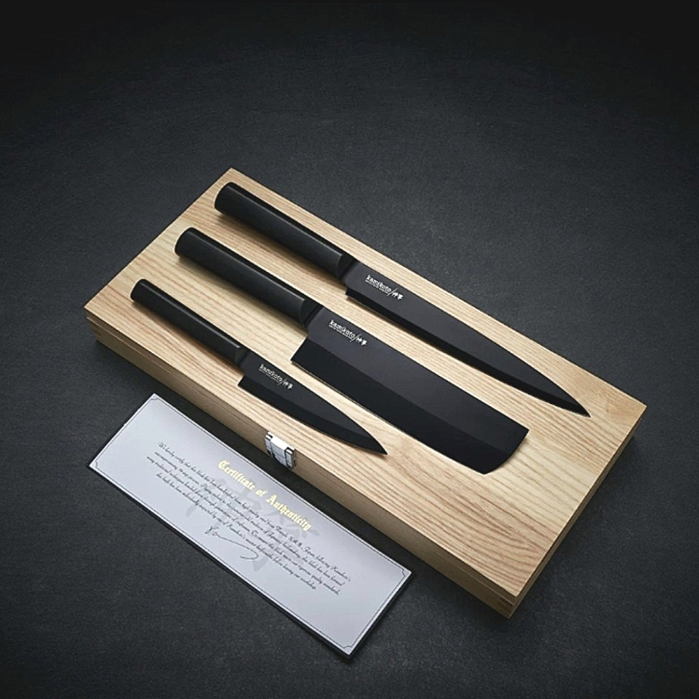 Kamikoto Black Knife Set Gift Japanese Steel Kitchen Knives Culinary Chef Gift - Picture 5 of 5